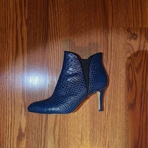 Gorgeous deep sapphire faux crocodile skin booties!